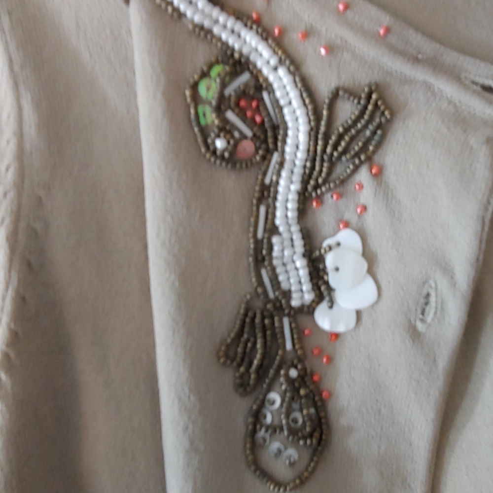 Cable & Gauge Cardigan Tan Sweater Size XL - Picture 8 of 8